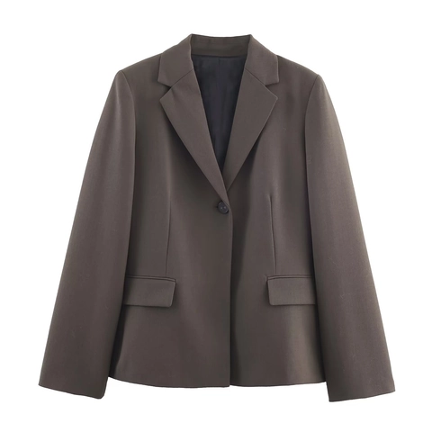 Single Breasted Blazer And High Waist Pleated Midi Skirt Polyester Blend Minimalist Casual Streetwear Office Women