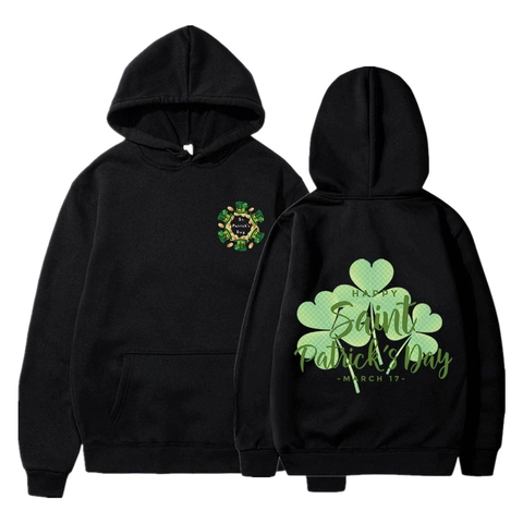 Sweat À Capuche Saint Patrick Impression Trèfle Décontracté Ample Manches Longues Pour Hommes Mélange De Coton