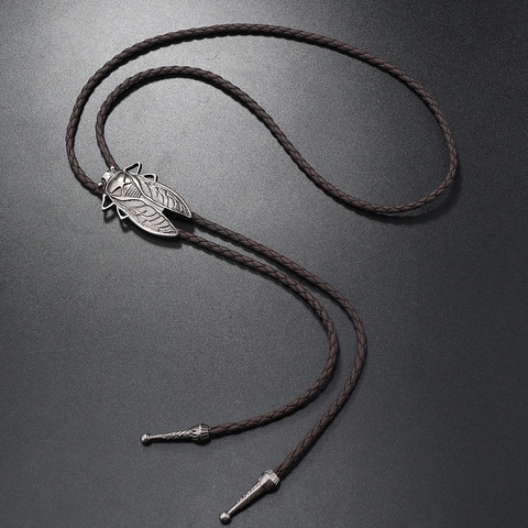 Vintage Western Cowboy Bolo Tie Kette Legierung Wolf Adler Zikade Anhänger Geflochtene PU Leder Kordel Retro Halsschmuck