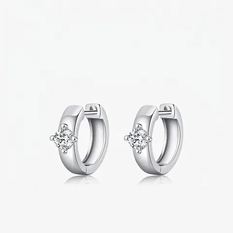 MODIAN Pendientes de Aro en Forma de U de Plata de Ley 925 con Moissanita para Mujer Color D VVS1 Joyería Vintage Minimalista