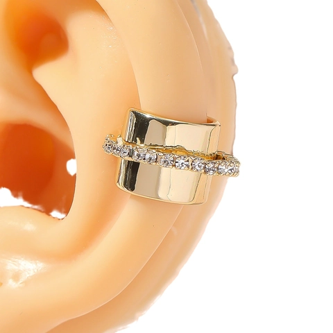 Copper Cubic Zirconia Ohrklemme Doppelreihig Ohne Piercing Minimalistisch Geometrisch Modischer Schmuck Für Frauen