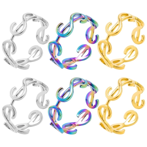 Anello Aperto con Simbolo dell'Infinito in Acciaio Inossidabile Vintage per Donna Minimalista Geometrico Regolabile Gioielli