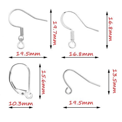 Stainless Steel Earring Hooks Findings For DIY Jewelry Making French Ear Wire Lever Back Loops Silver Color