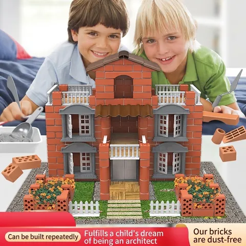 DIY Miniature House Building Kit Simulation Bricks Tiles Realistic Construction STEM Educational Architecture Villa Model Kids