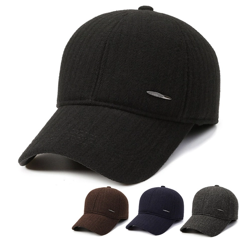 Winter Warme Baseballkappe Herren Faltbarer Ohrenschutz Polyester Verstellbare Dad Hat Metallblatt Ornament