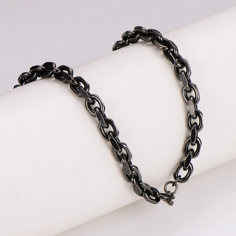 Collier Chaîne En O Pour Hommes En Acier Inoxydable 304 Noir Avec Fermoir À Bascule Bijoux Mode Hip Hop Pour Le Quotidien
