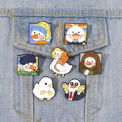 Humoristique Art Duck Émail Pin Set Alliage Dessin Animé Célèbre Peinture Parodie Broche Badge Pour Sac à Dos Vêtements Chapeau Veste Accessoires Unisexe