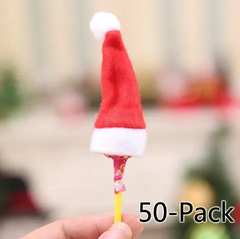 Mini Kerstmuts Lollipop Snoep Toppers Non-Woven Stof Kleine Sjaal Wijnfles Decor Feestelijke Party Gunst Doe-Het-Zelf Ornamenten