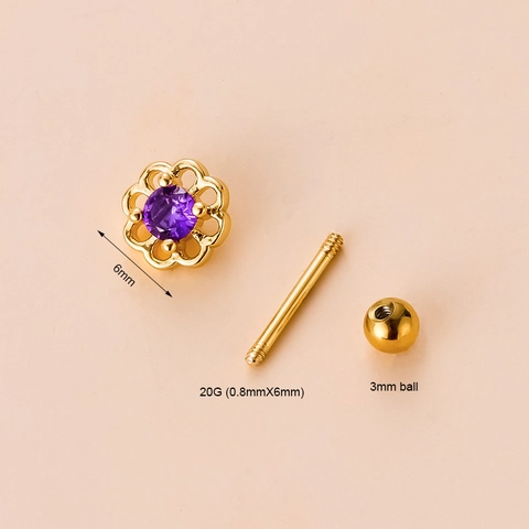 Hohl Sonnenblume Knorpel Ohrstecker Edelstahl Schraubkugel Rückseite Helix Tragus Piercing Schmuck Koreanische Mode Für Frauen