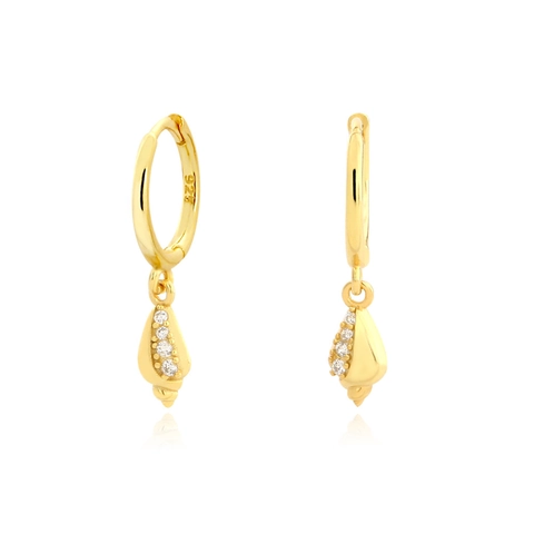 Boucles D Oreilles Créoles Coquille Argent Sterling 925 Zircone Style Marin Océan Bijoux Pour Femmes Cadeau Délicat
