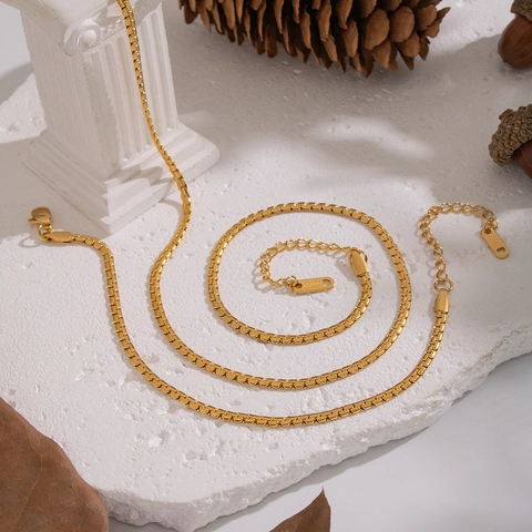 Collar Y Pulsera De Acero Inoxidable Chapado En Oro Minimalista Para Mujer Joyas Hipoalergénicas Impermeables