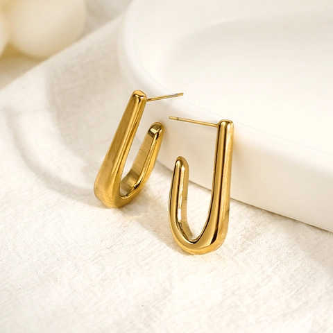 Minimalistische Edelstahl Gold U-Form Reifen Ohrstecker Für Damen Leichte Geometrische Offene Piercing Schmuck Geschenk