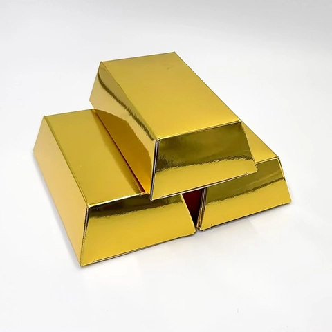 Gold Bar Shape Gift Boxes Shiny Bullion Paper Candy Box For Graduation Party Christmas Decor Foldable Chocolate Packaging