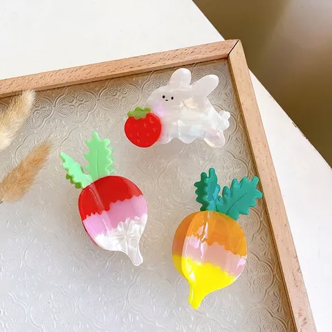Molletta Per Capelli In Acetato Di Cellulosa Simpatico Coniglio Fragola Carota Sfumata Accessori Per Capelli Donna