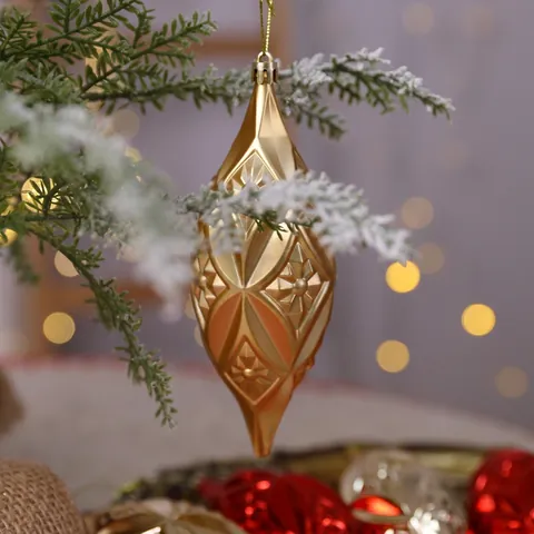 Christmas Tree Hanging Ornaments Plastic Glitter Electroplated Icicle Pinecone Onion Shape Festive Party Decoration