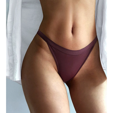 Women Ice Satin Panties Low Waist Breathable Solid Color Briefs With Cotton Crotch Comfortable Sexy Underwear