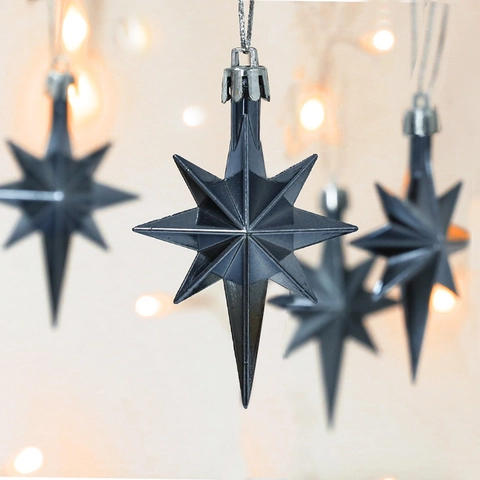Stella Ottagonale Ornamenti Appesi Albero Di Natale Plastica Galvanizzata Metallico Stella 3D Decorazione Festa Casa