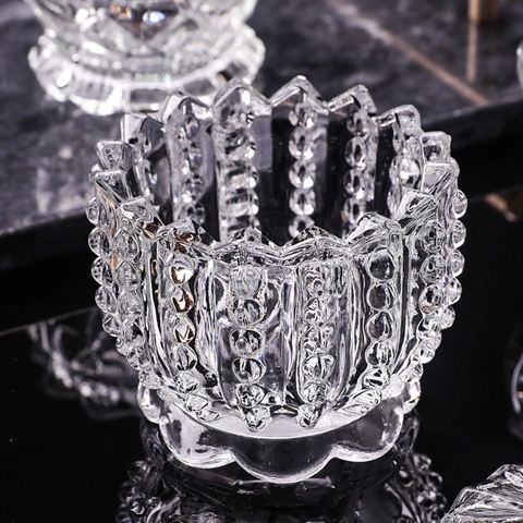 Transparent Embossed Glass Storage Jar With Lid For Candy Jewelry Organizer Decorative Desktop Home Wedding Ornament