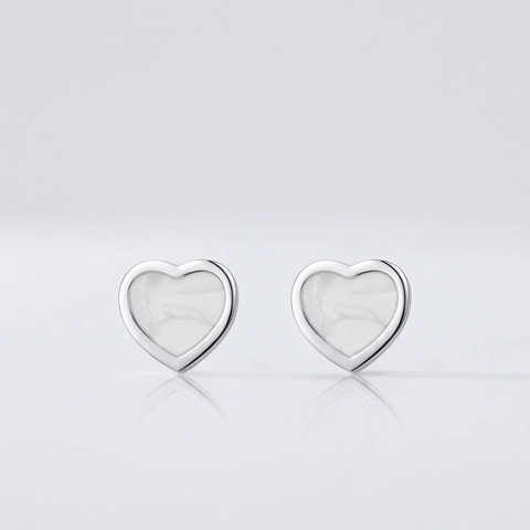 Pendientes De Botón Con Forma De Corazón Con Poste De Plata 925 Incrustación De Nácar Joyas Elegantes Para Mujer