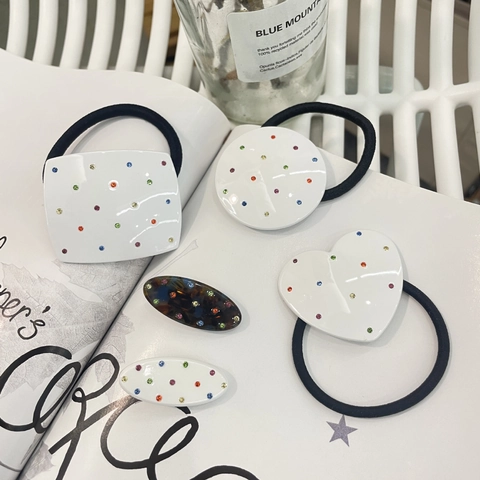 Elastici Per Capelli In Resina Con Strass Colorati E Fermagli A Becco D Anatra Forma Cuore Quadrato Geometrico Stile Y2K