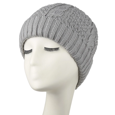 Women Winter Beanie Hat Cable Knit Acrylic Fleece Lined Warm Slouchy Skull Cap Windproof Outdoor Ear Protection Soft