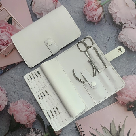 Opbergtas Voor Nagelboren Draagbare PU Leren Manicure Tool Organizer Voor Schoonheidsscharen En Nageltangen Opvouwbaar Ontwerp