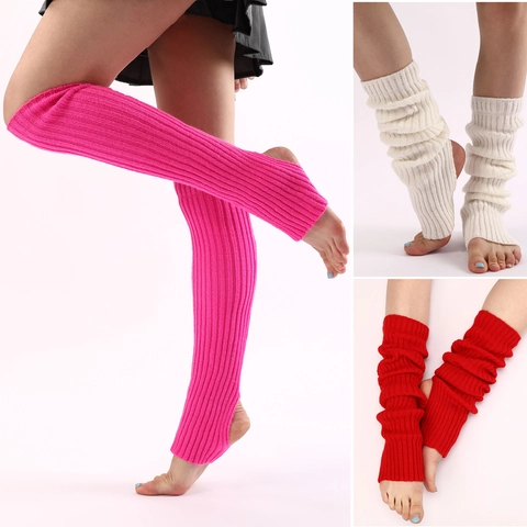 Beinstulpen Gestrickt Acryl Rippenmuster Yoga Ballett Tanz Winter Warm Lange Socken Ohne Fuß Damen