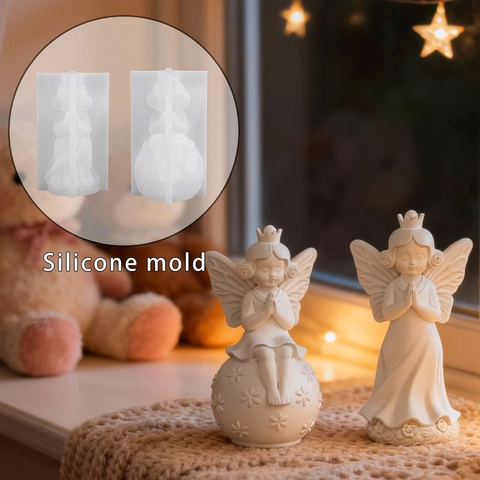 Angel Butterfly Girl Silicone Mold For DIY Plaster Resin Candle Soap Making Crafting Flexible Aromatherapy Ornament