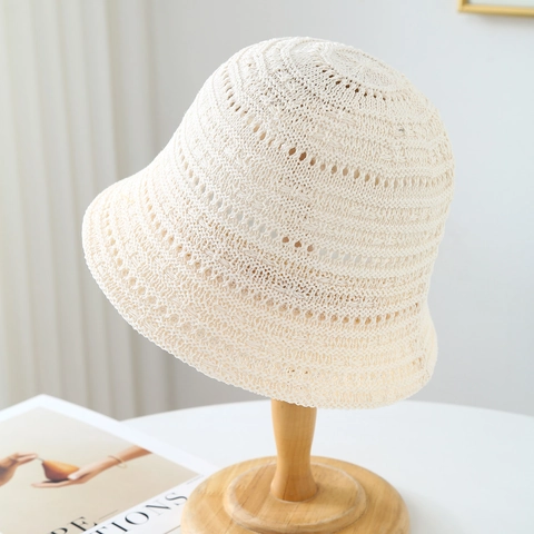 Hollow Crochet Bucket Hat Woven Sun Protection Summer Breathable Fisherman Pot Hat For Women Fashion Versatile