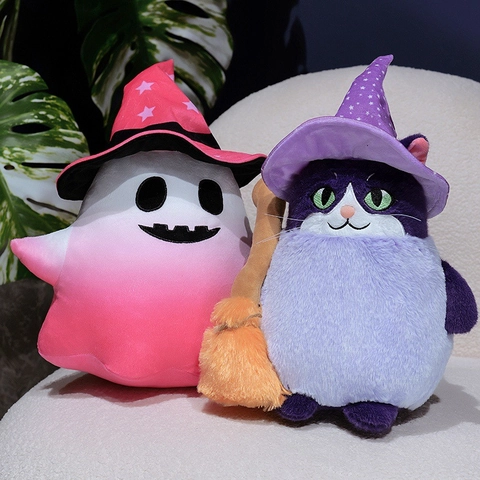 Halloween Plüschtier Geist Zauberkatze Kuscheltier Pink Verlauf Weiche Puppe Für Festival Party Dekoration Kinder Geschenk