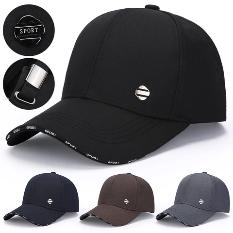 Baseballkappe Polyester Mit Sport Metallabzeichen Und Buchstabendruck Verstellbarer Sonnenhut Für Herren Outdoor Casual