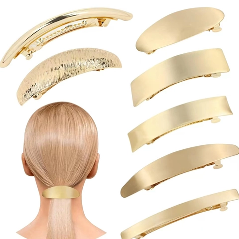 Geometric Metal Hair Clips Alloy Rectangular Brushed Hammered Spring Barrettes Minimalist Fashion Hair Accessories Women