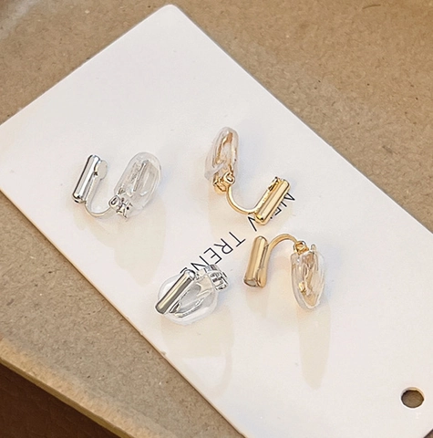Adjustable Earring Clip Converter Copper Metal Spiral Non Pierced Adapter With Comfort Silicone Pad For Women Minimalist Jewelry