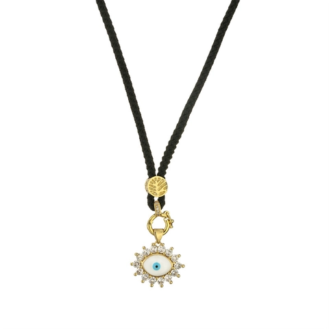 Collana con Ciondolo in Rame e Zirconia Bohemian per Donna Uomo Catena a Corda Intrecciata Nera Malocchio Sole dei Tarocchi Yin Yang Gioielli Mistici