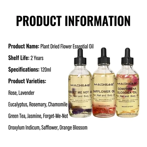 Natural Plant Essential Oil With Dried Flowers Multiuse Moisturizer For Body Hair And Nails Care