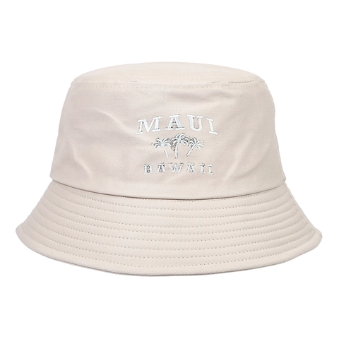 Cappello A Secchiello In Cotone Maui Hawaii Ricamo Palme Estate Protezione Solare Spiaggia Vacanza All Aperto Traspirante Pieghevole Unisex