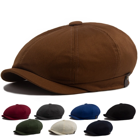 Retro Newsboy Cap For Men Women Vintage Cotton Twill Octagonal Hat Adjustable Breathable Casual British Style Baker Boy Cap