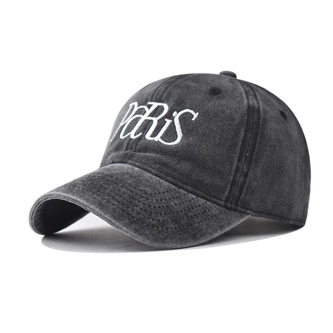 Cappello Da Baseball In Cotone Lavato Ricamato Paris Retro Distressed Regolabile Protezione Solare All'aperto Cappello Unisex