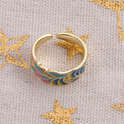 Vintage Gänseblümchen Emaille Ring Kupfer Vergoldet Verstellbar Offener Finger Schmuck Für Damen Mit Zirkon Minimalistisch