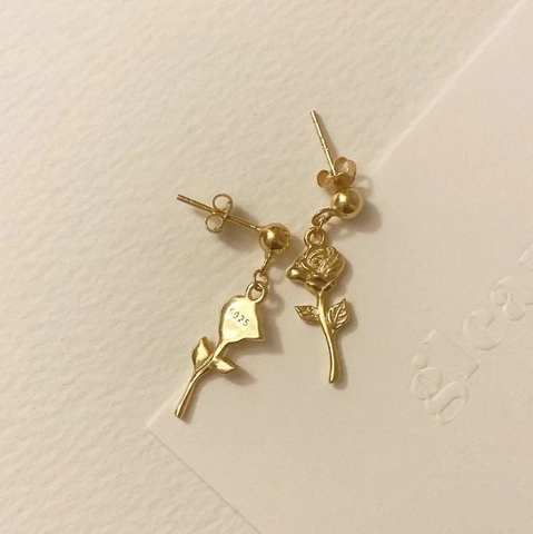 Rosenblüten Ohrstecker Und Ohrmanschette 925 Sterlingsilber 18K Vergoldet Elegante Französische Vintage Stil Schmuck Damen