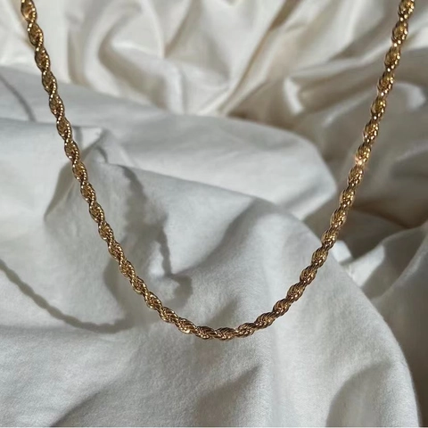 Collana A Catena Di Corda In Acciaio Inossidabile Minimalista Placcata In Oro Maglia Torciata Catena Semplice Per Donne Uomini Gioielli