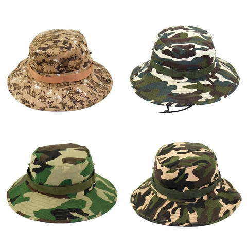 Sombrero Boonie De Camuflaje Poliéster Ala Ancha Protección Solar Senderismo Pesca Aire Libre Táctico Unisex
