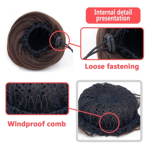 Extension Per Chignon Sintetico Fibra Resistente Al Calore Chiusura Con Coulisse Pettini Interni Per Donne