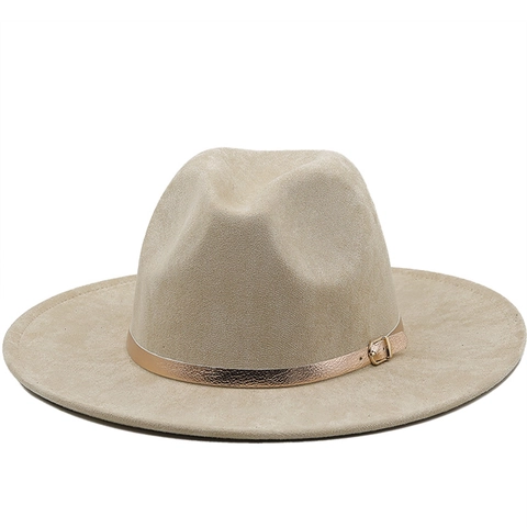 Cappello Fedora Vintage in Simil Camoscio Tesa Piatta Cappello Jazz da Gentiluomo con Fibbia Panama da Donna Uomo Tesa Larga Casual