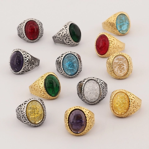 Retro Wikinger Herrenring Edelstahl Mit Künstlichem Edelstein Graviert Hofstil Vintage Mode Schmuck Accessoire