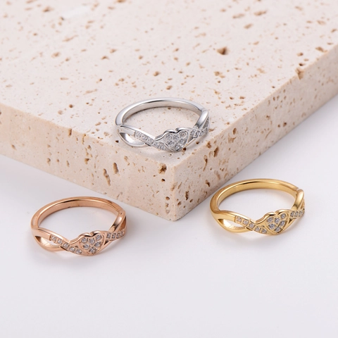 Anillo De Acero Inoxidable Corazón Infinito Para Mujer Con Diamantes De Imitación Joyería De Moda Regalo Pulido