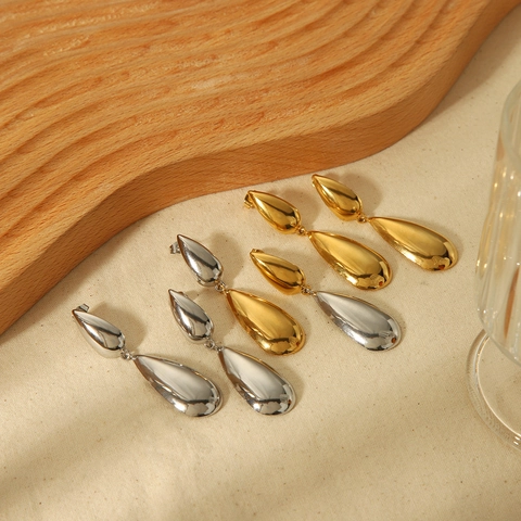 Wassertropfen Ohrringe Edelstahl Vergoldet Stromlinienförmig Minimalistisch Mode Schmuck Für Damen Hochglanzpoliert