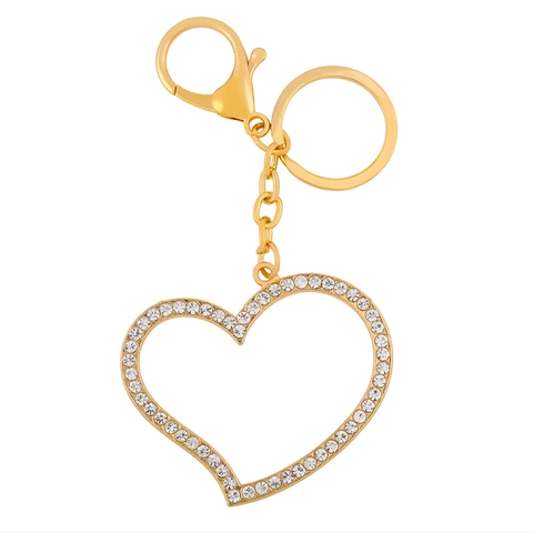 Hart Sleutelhanger Legering Strass Holle Liefdesvorm Tas Hanger Bedeltje Met Karabijnsluiting En Ring Romantisch Elegant