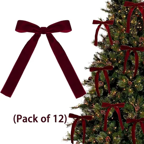 Fiocchi Di Natale In Velluto Ornamenti Rosso Vino Rosso Decorazioni Da Appendere Per Albero Corona Regalo Festa Classico