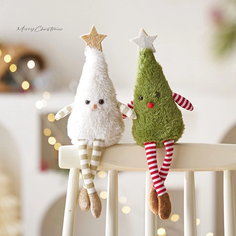 Bambole Di Peluche Per Albero Di Natale Con Gambe Lunghe Ornamenti Da Scrivania Tessuto Morbido Decorazione Festiva